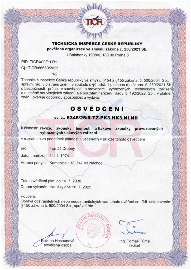 Oprávnění - Revize JS Drobný